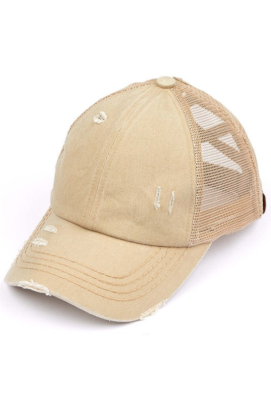 Distressed Cisscross CC Ponytail Caps