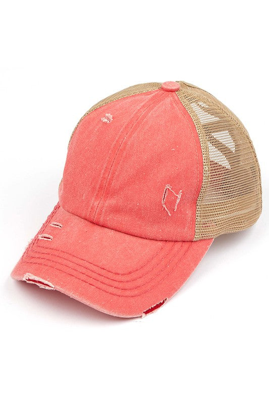 Distressed Cisscross CC Ponytail Caps