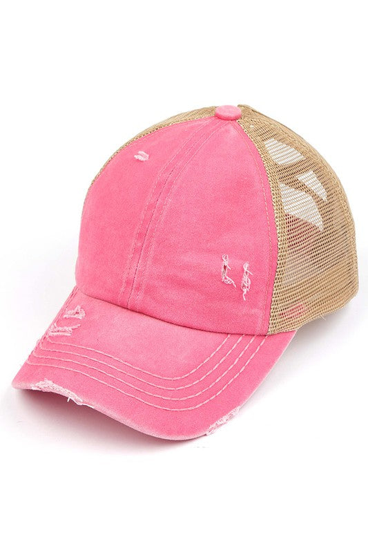 Distressed Cisscross CC Ponytail Caps