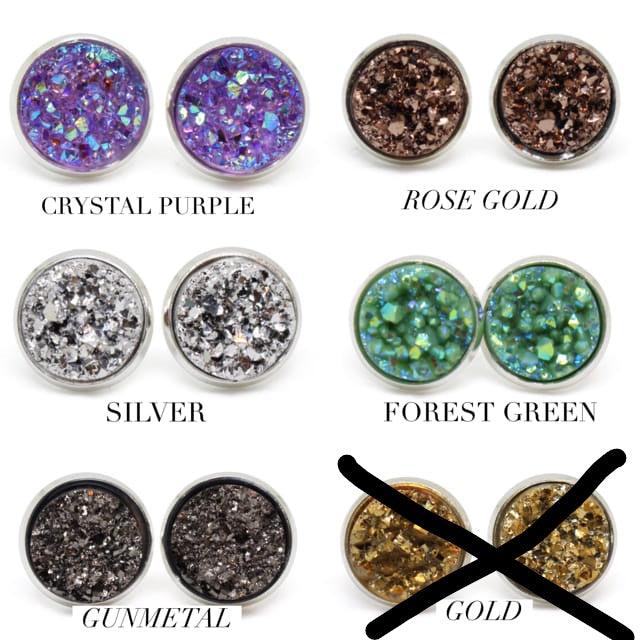 Round Druzy Studs