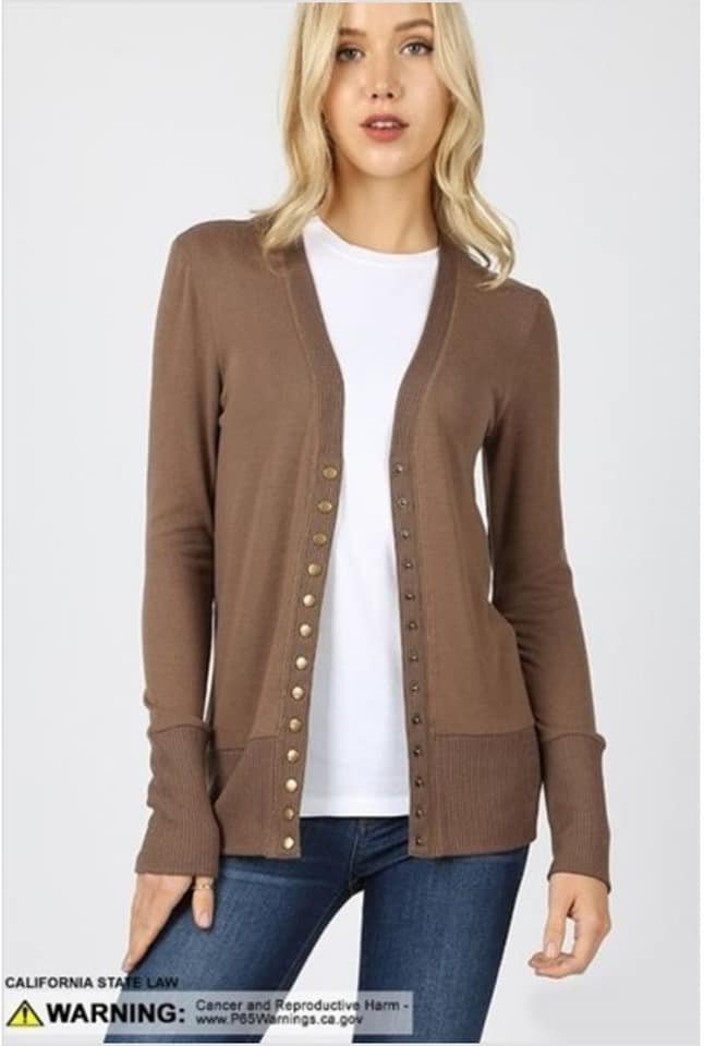 Snap Button Cardigan Plus