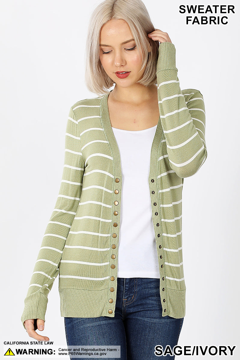 Stripped Snap Cardigan