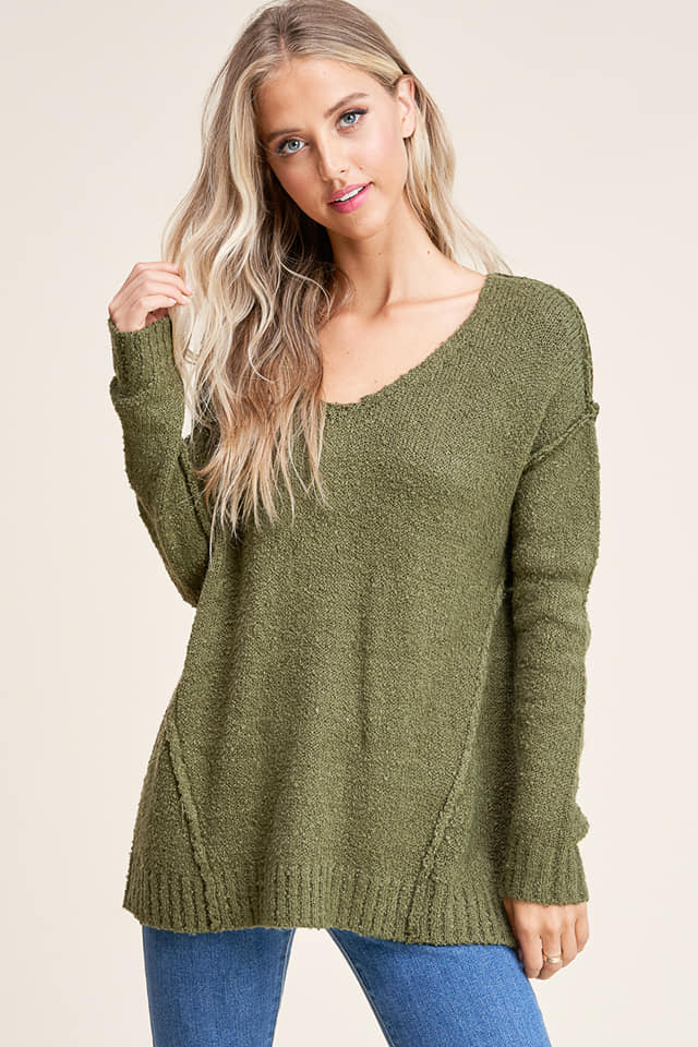 Olive V Neck Sweater