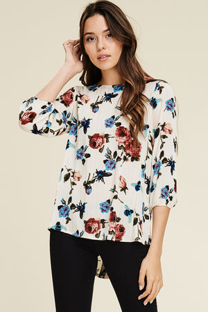 Black Floral 3/4 Sleeve Top