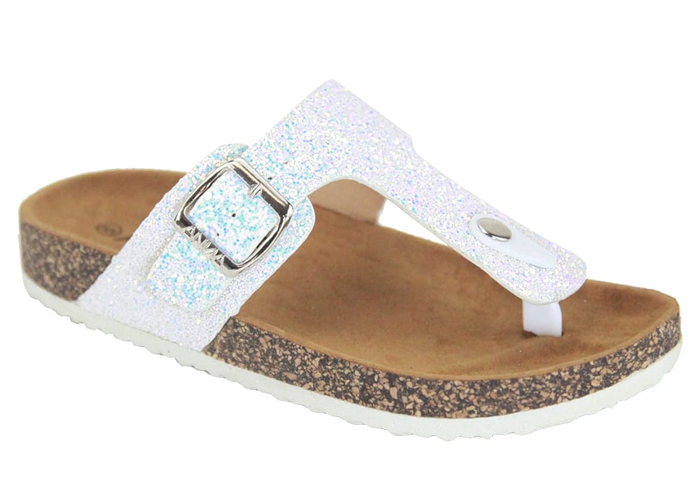 White Glitter Sandals