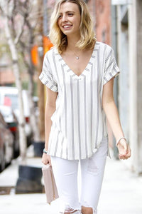 White Vertical Stripe Top